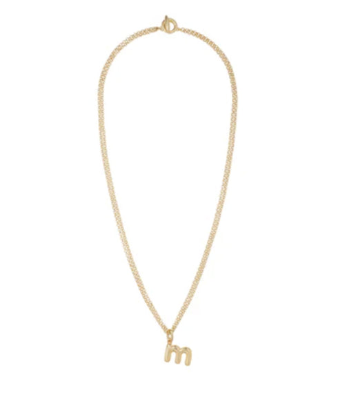 The Puffy "m" Initial Necklace - Gold