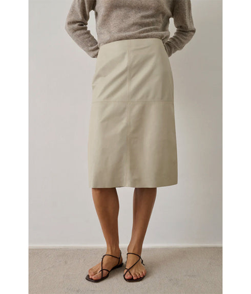 Gwen Leather Skirt - Mastic