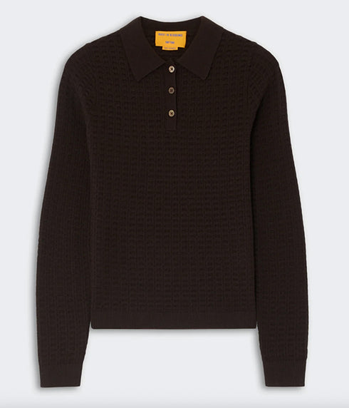 Shrunken Waffle Polo - Burnt Cocoa