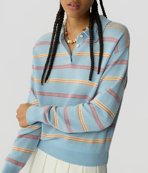 Collegiate Stripe Polo - Clear Sky Combo