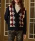 Argyle Menswear Cardigan - Navy