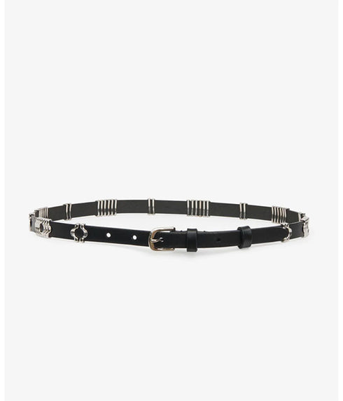 Odena Leather Belt - Black / Silver