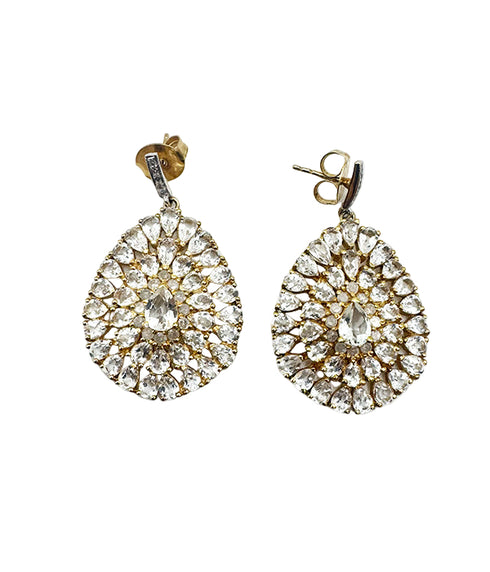 White Topaz and Diamond Earrings