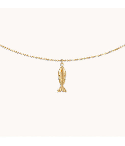 Gold Fish Ball Chain Necklace