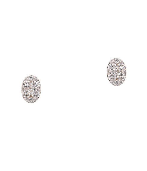 Illusion Oval Studs - Yellow Gold