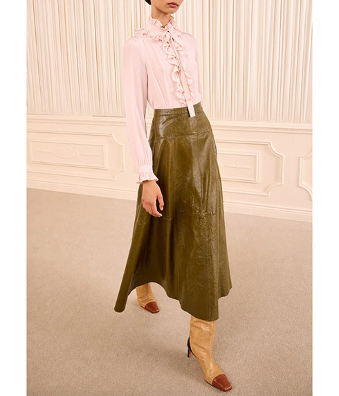 Catroux Long Sleeve Silk Blouse - Powder