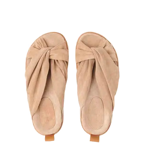 Suede Crossed Sandals - Sand