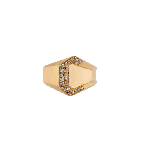 Alphabet Signet Ring "C" - 14K