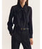 Elian SIlk Tie Neck Blouse - Black Dot