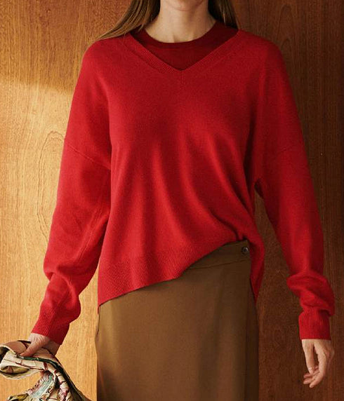 James V Neck - Framboise