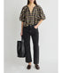 Nele Lantern Sleeve Top - Basket Weave Plaid