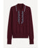 Ruched Merino Wool Polo Sweater - Bordeaux