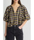 Nele Lantern Sleeve Top - Basket Weave Plaid