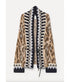 “The Brit Leopard” Alpaca-Blend Jacquard Cardigan - Gold