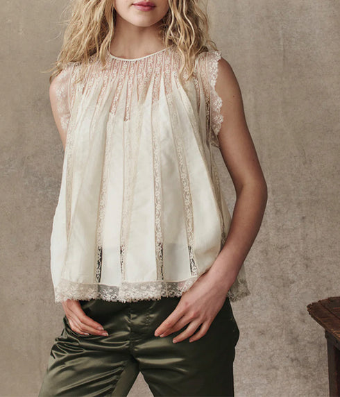 The Keepsake Lace Shell Top - Cream