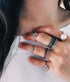 Open Bar Diamond Ring - Silver/Black Diamond