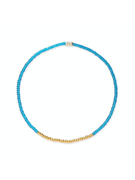 Handmade Seed Bead Stretch Bracelet w/ Gold Bead Accents DB463