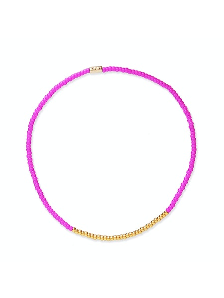 Handmade Seed Bead Stretch Bracelet w/ Gold Bead Accents DB463