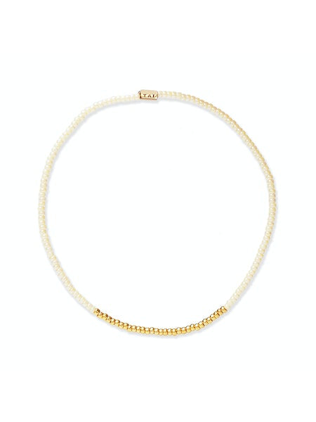 Handmade Seed Bead Stretch Bracelet w/ Gold Bead Accents DB463