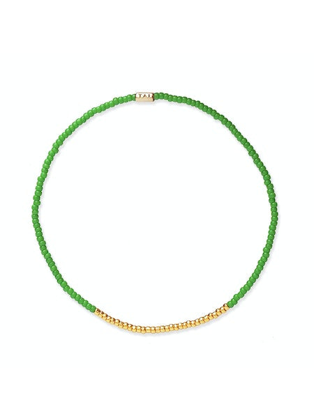 Handmade Seed Bead Stretch Bracelet w/ Gold Bead Accents DB463