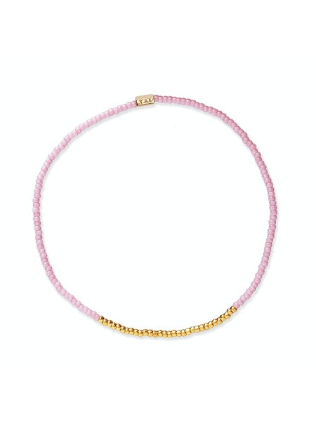 Handmade Seed Bead Stretch Bracelet w/ Gold Bead Accents DB463