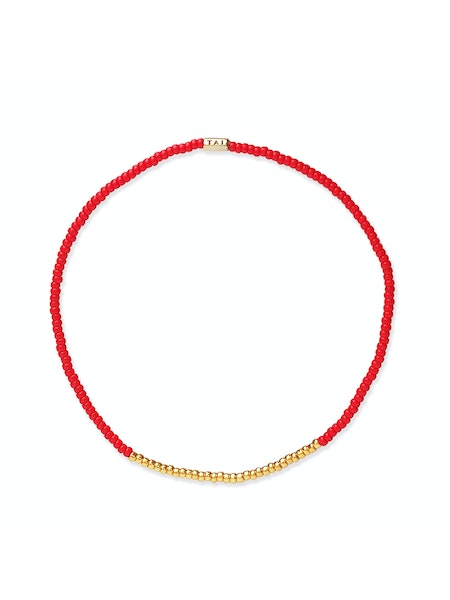 Handmade Seed Bead Stretch Bracelet w/ Gold Bead Accents DB463