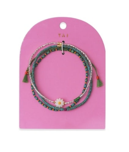 Handmade Set of 3 Flower Stretch Bracelets #SB-13