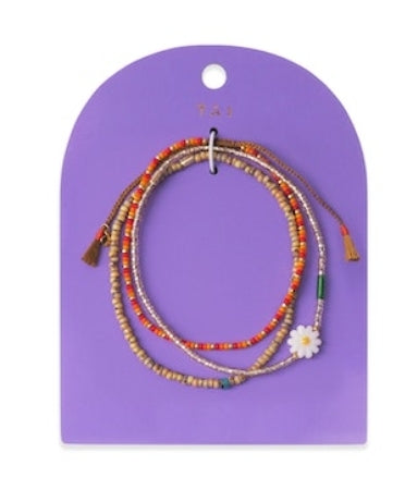 Handmade Set of 3 Flower Stretch Bracelets #SB-13