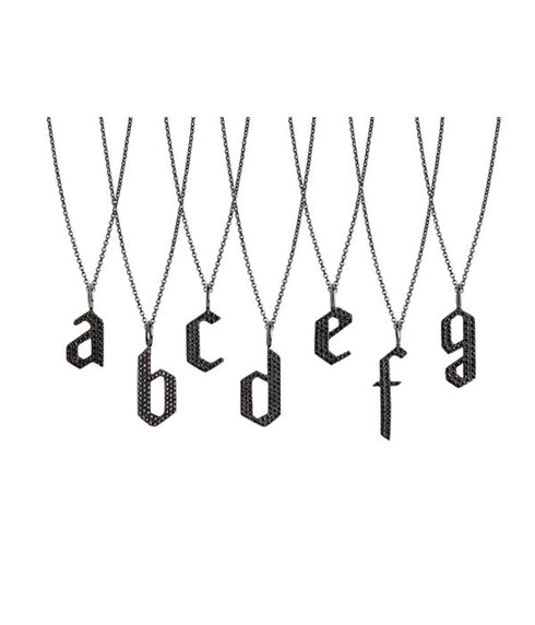 Alphabet Black Diamond Pendants