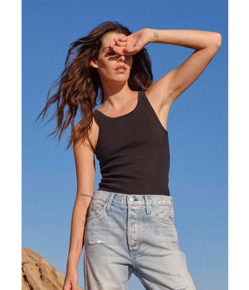 Long Rib Tank - Vintage Black