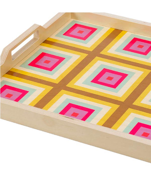 Squaresville Yellow Serving Tray