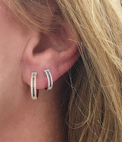 Open Bar Diamond Huggies - 14K