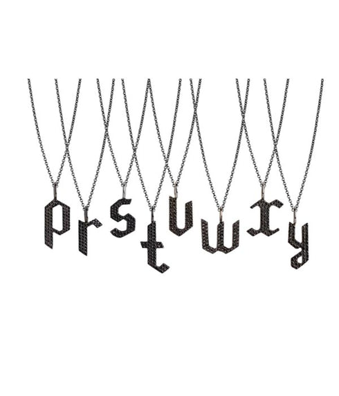 Alphabet Black Diamond Pendants
