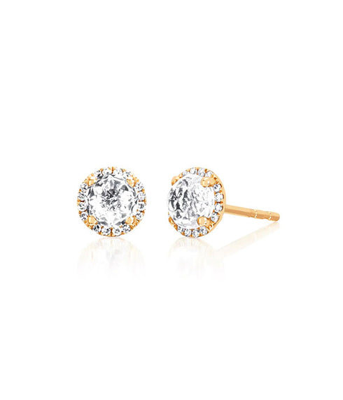 Diamond White Topaz Stud Earrings - YG