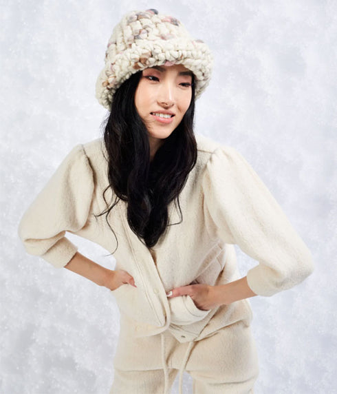 Pattern Roll Knit Hat - Pastel Twombly