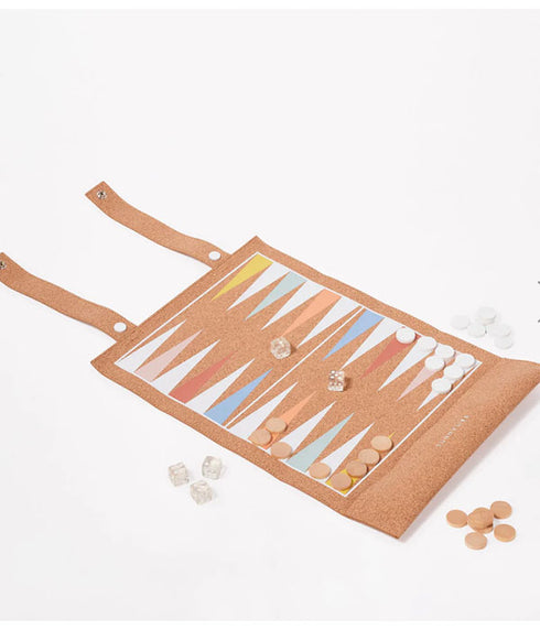 Cork Roll Up Backgammon/ Checkers/ Chess - Majorelle