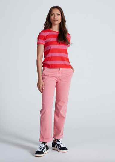 Classic Stripe Tee Shirt - Red and Pink Stripe
