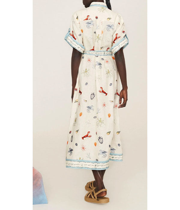 Sandy Embroidered Shirt Dress
