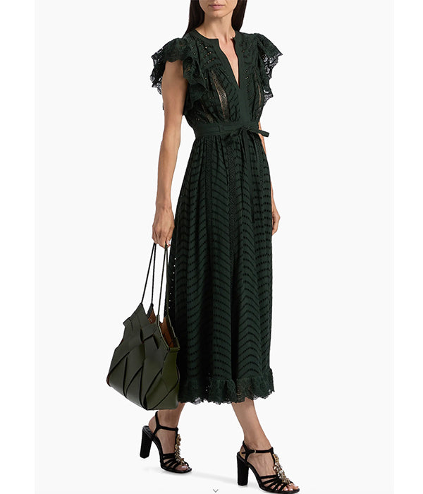 Olga Flutter Sleeve Dress - Cypress