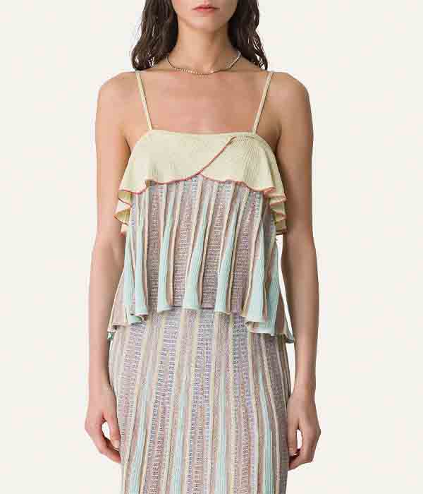 “Les Folies” Jacquard Ruffle Top - Lucente