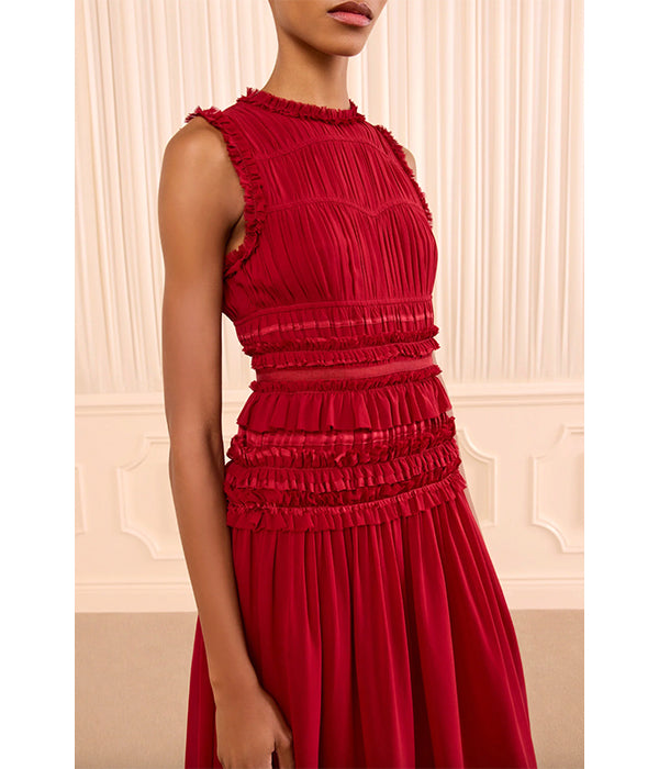Etta Sleeveless Silk Dress - Cerise