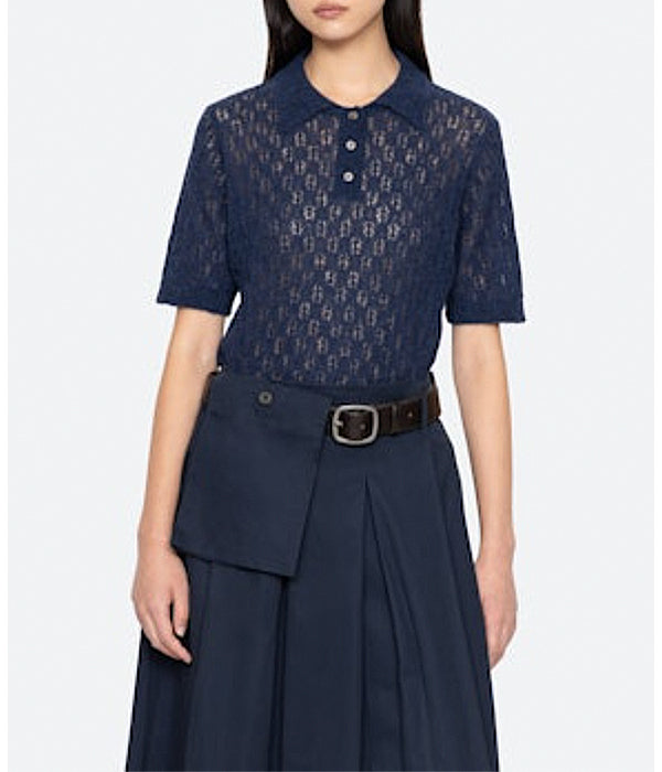 Teagan Short Sleeve Sweater - Navy