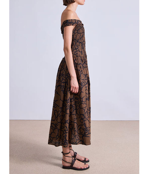 Britt Off The Shoulder Dress - Chocolate