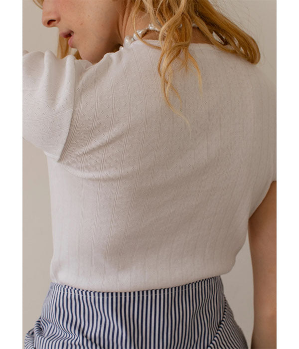 The Pointelle Baby Tee - Powder