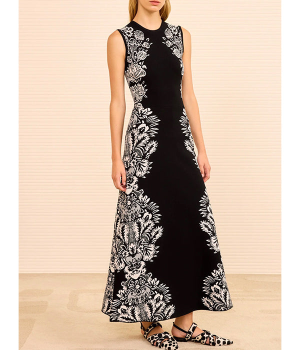 Liana Jacquard Midi Dress - Noir