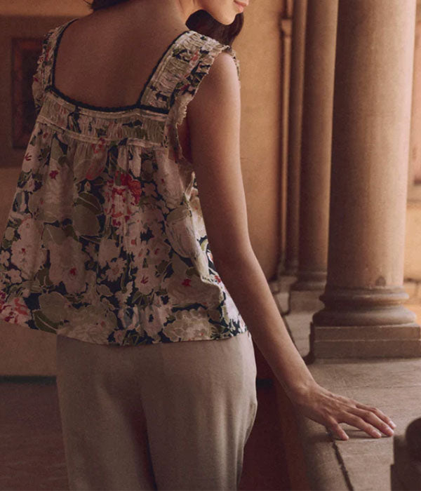 The Victorian Pleat Tank - Vintage Rose