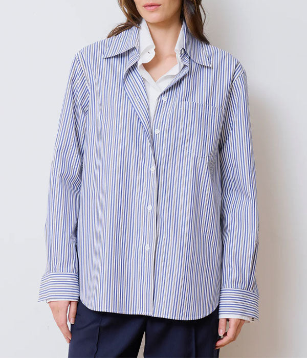 The Double Shirt - Navy Stripe