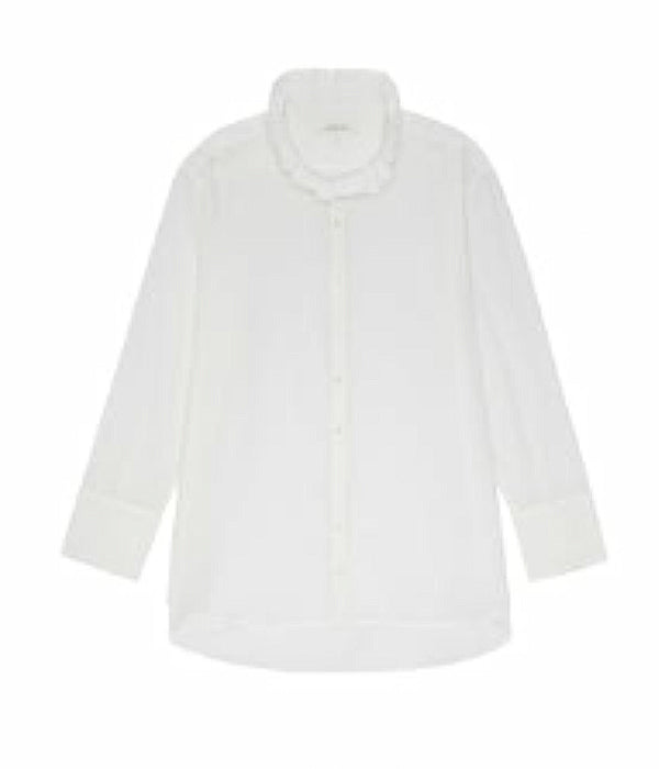 The Ruffle Neck Shirt - White