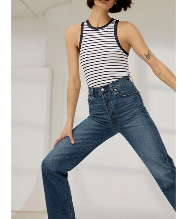 The Not So Basic Tank - Navy Stripe