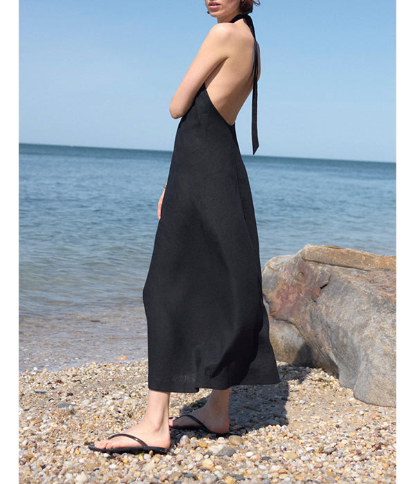 The Fete Linen Dress - Black
